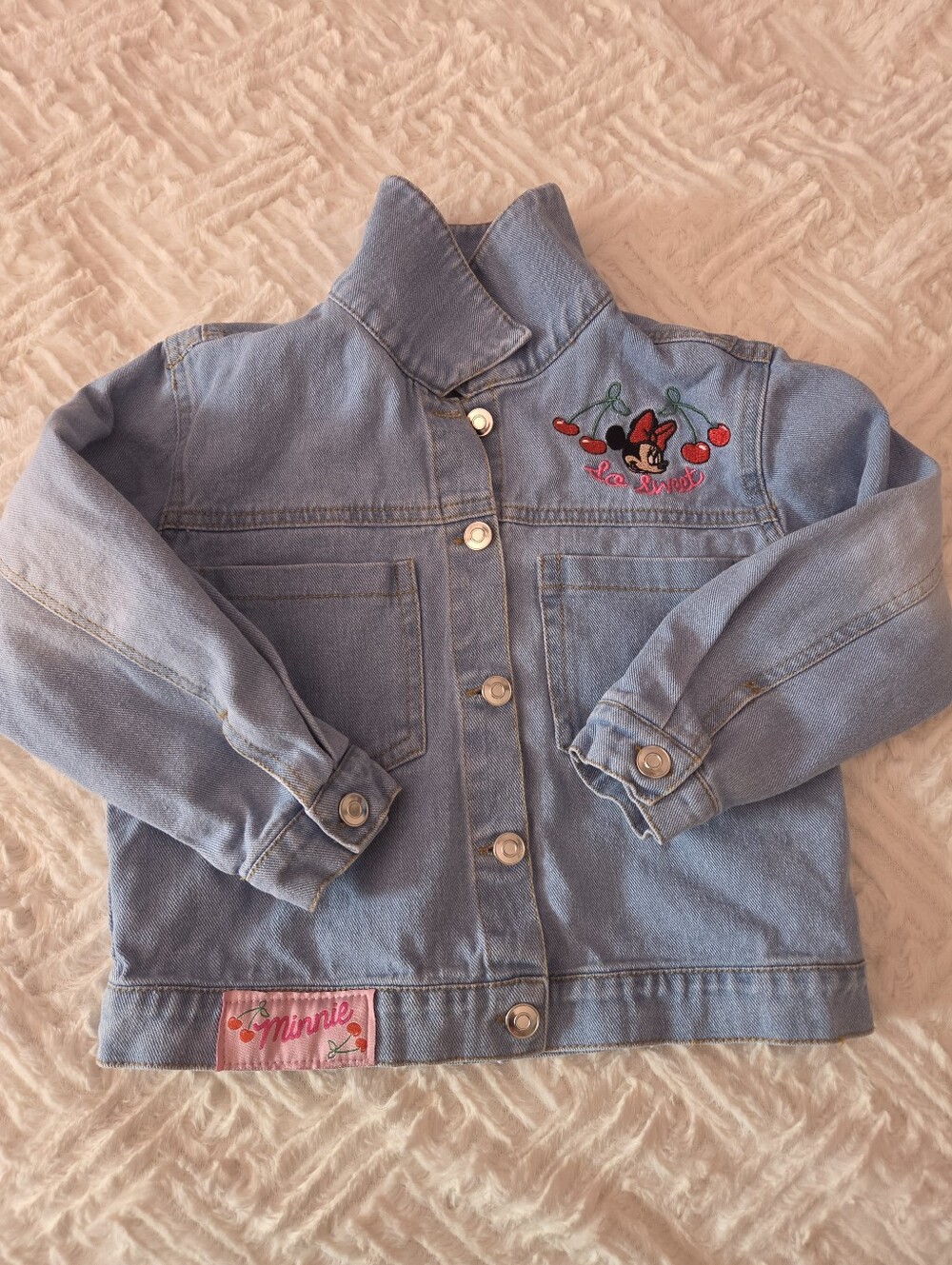 Disney Minnie Mouse Denim Jean Jacket Girls Size 5 Light Wash